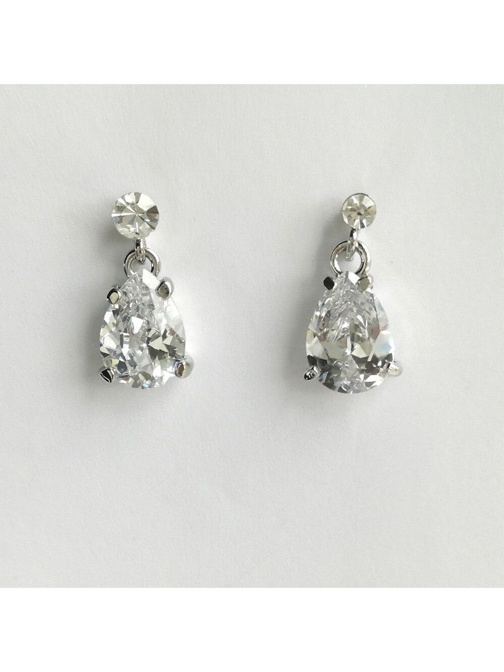 CZ Teardrop Dangle Drop Earrings Large